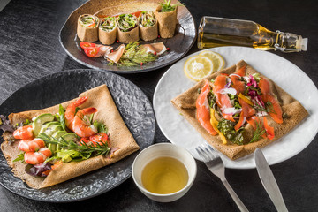 そば粉のクレープ　ガレット　 galette French food