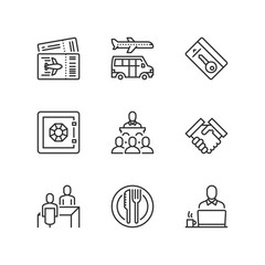 Outline icons. Business trip