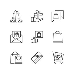 Outline icons. Gifts and shopping