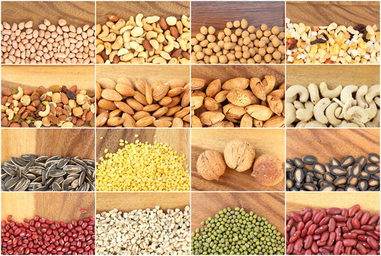 mixed nuts collection set background