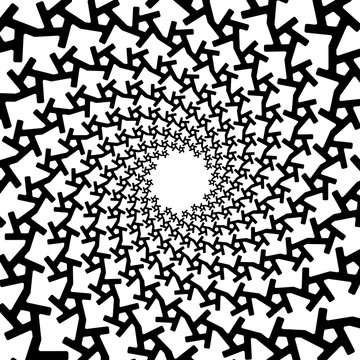 Background, pattern, black and white spiral pattern. Round centered Halftone illustration. Geometry, symbol