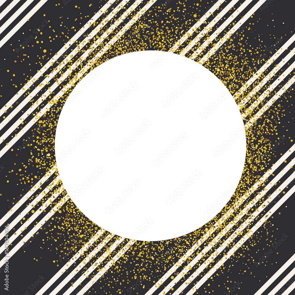 Poster invitation card design template. diagonall white lines seamless pattern and white circle shaped copy