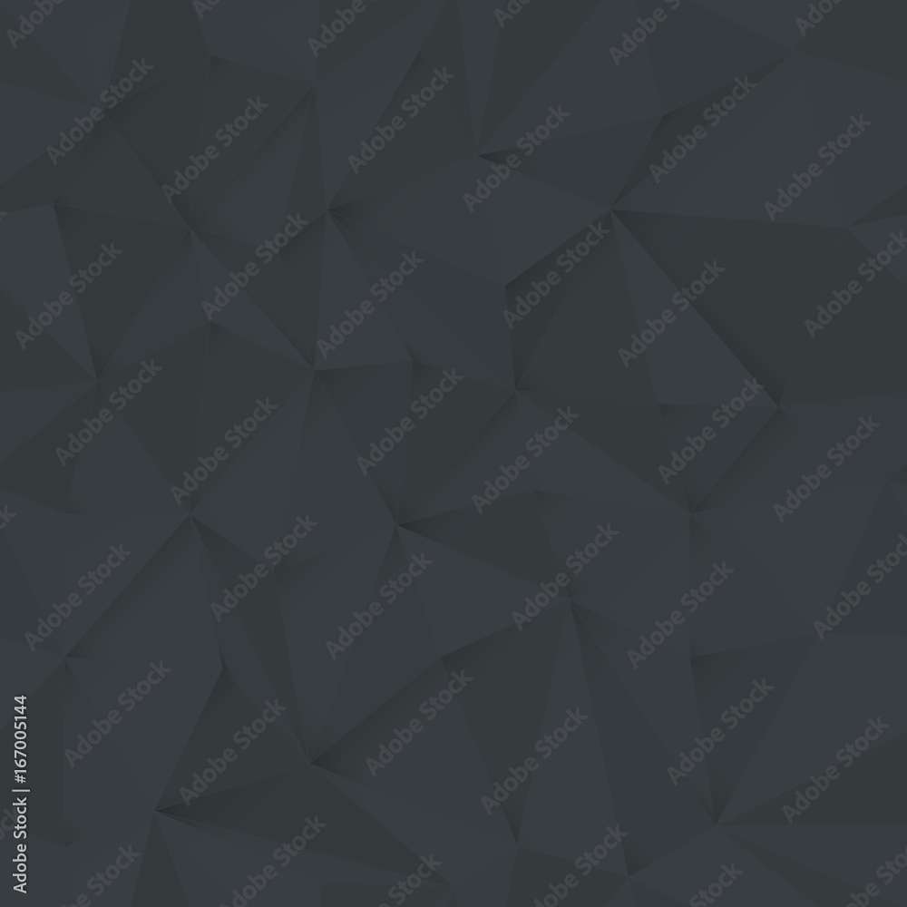 Poster Monochrome 3D triangle pattern, seamless background. Vector design texture. White Low Poly Pattern Background