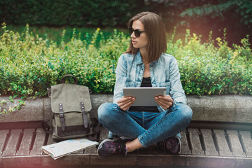 Tourist with tablet