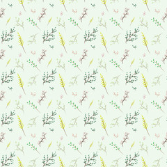 Seamless vector pattern of blossom and leaf twigs