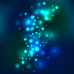 Obraz premium Abstract vector background with space and stardust. Beautiful neon background with glowing lights, postcard, invitation, poster, picture, card