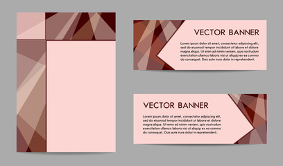 Set of layouts for banners and covers (magazine, brochure, prospectus, annual report, poster). Geometric backgrounds with text place, technology templates, dark brown, chocolate tones. EPS10 vector 