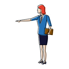 businesswoman with paper office pointing gesturing
