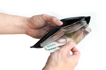 Purse with a lot of money