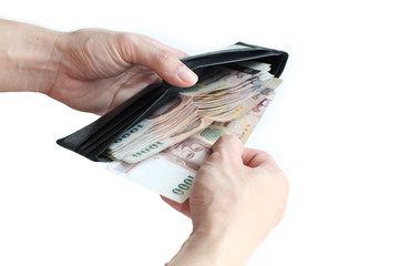 Purse with a lot of money