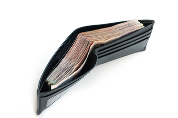 Purse with a lot of money