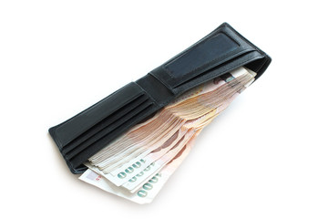 Purse with a lot of money