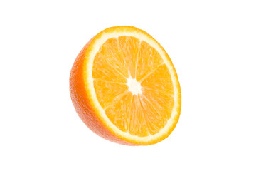 Half of juicy orange on a white background