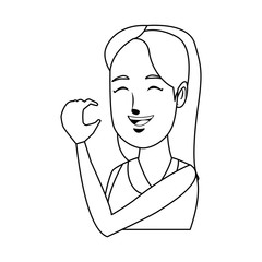 girl smiling character with close eyes portrait