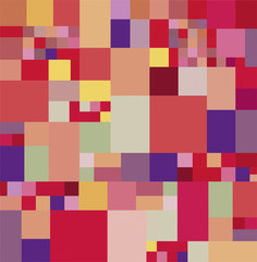 Vector illustration of simple geometric seamless pattern of small and big squares in chaotic spread.