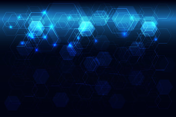 glowing blue hexagonal abstract tech innovation background as technology and future concept, vector illustration