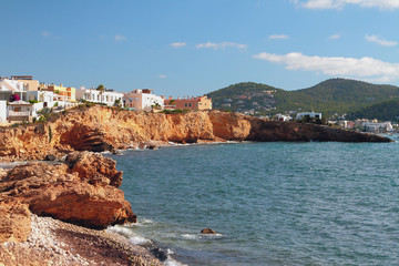 Fototapeta na wymiar Bay and cape Tabernera (Punta Tabernera). Ibiza, Spain