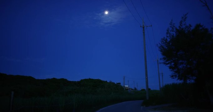 月夜の田舎道