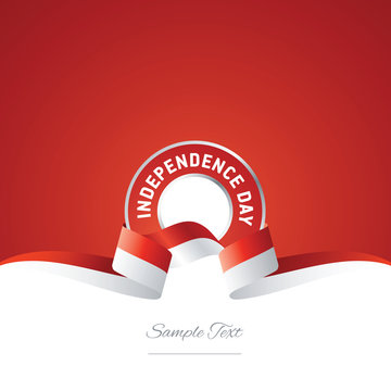 Indonesia Independence Day ribbon logo icon
