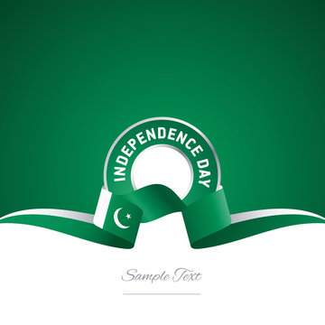Pakistan Independence Day ribbon logo icon