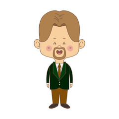 cute man cartoon standing formal clothes character