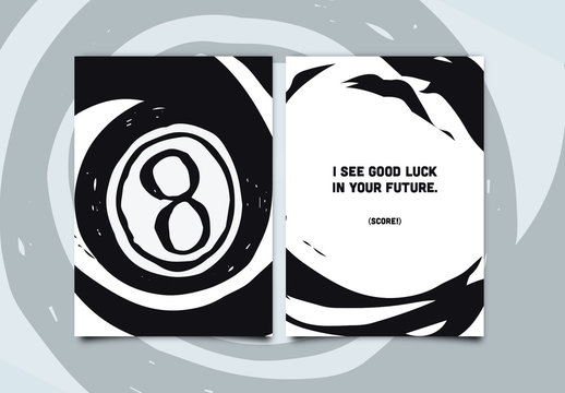 Eight Ball Billard Greeting Card Layout 1