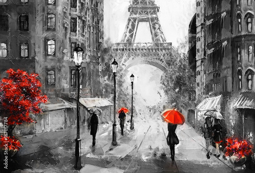 Oil Painting On Canvas Street View Of Paris Artwork