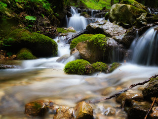 Fototapeta na wymiar Natural scene of Milky white waterfalls with green surrounding