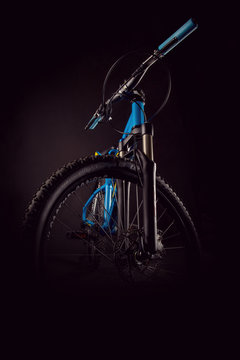 Mountain Bicycle Photography In Studio, Cushioning Bike Frame Parts, Handle Bar And Brakes