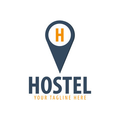 Hostel logo. Hotel logo. Travel rest place. Vector illustration.
