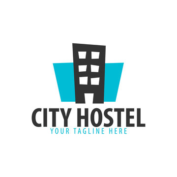 Hostel Logo. Hotel Logo. Travel Rest Place. Vector Illustration.