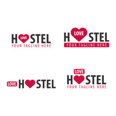 Hostel logo. Hotel logo. Travel rest place. Vector illustration.