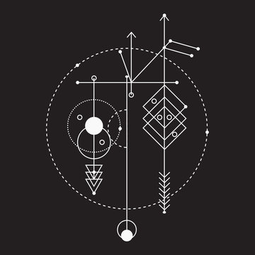 Sacred geometry, vector graphic design elements.