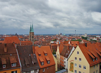 Fototapeta na wymiar View of Nuremberg from height, Germany