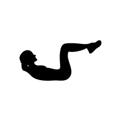 Woman making fitness body with the press exercise. Vector