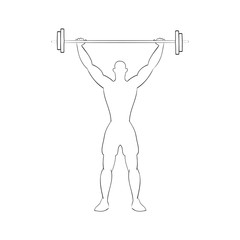 Man making sport body with barbell. Vector