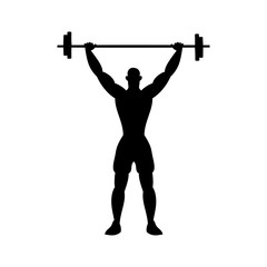 Man making sport body with barbell. Vector