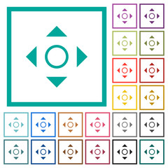 Scrolling tool flat color icons with quadrant frames