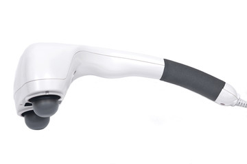 Electric body massager, double head deep percussion massager with heat isolated on white background