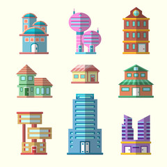 Fototapeta premium Modern flat vector buildings collection