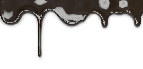 dark chocolate pouring isolated, 3d illustration