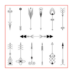 Arrow Clip art.  Tribal Vintage Retro Arrows Set. Vector
