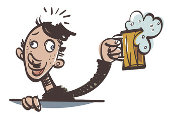 Happy Man Drinking Beer. Vector illustration
