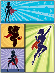 Super Heroine Banners 1 / Set of 4 super heroine banners. 