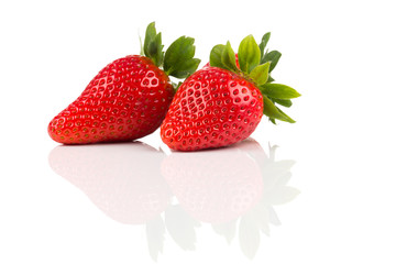 Red ripe strawberry fruits