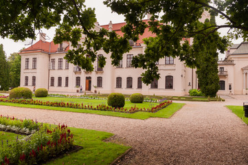 Second-Empire-style decor Kozłówka Palace from 18th century surrounded by french garden