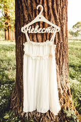 Wedding dress in the forest