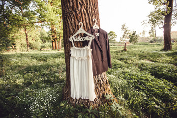 Wedding dress in the forest