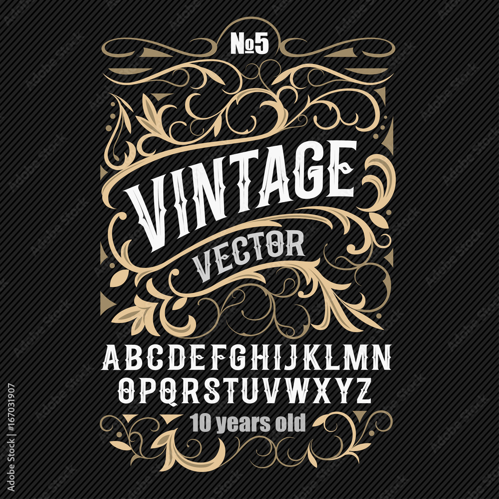 Wall mural Vintage label font. Alcohol label style.