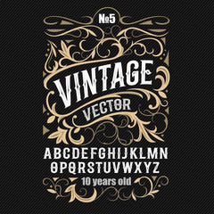 Vintage label font. Alcohol label style. © evgeny